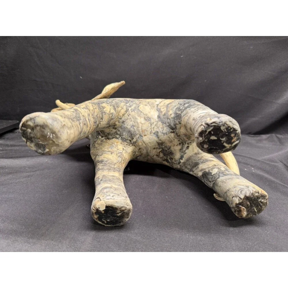 Large Carved Elephant made from Crushed Oyster Shells trunk up Vintage 15” tall